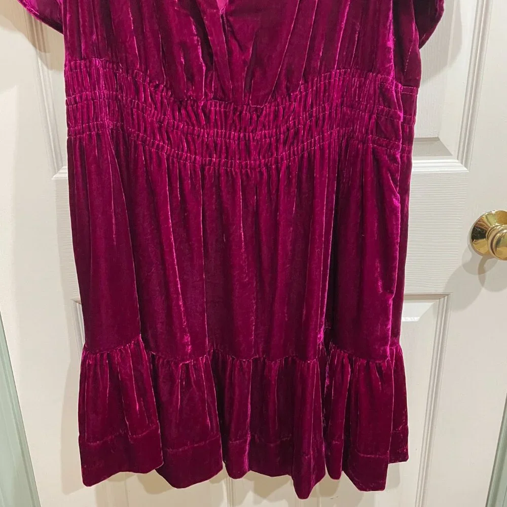Anthropologie Somerset: Velvet Edition Plus Mini Dress in Magenta - Picture 12 of 12